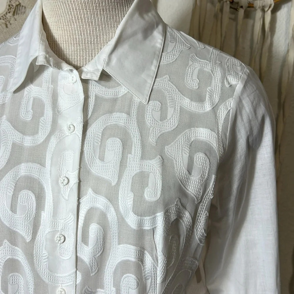 Anne Fontaine Ermine Shirt in White Size 42/US10 - Picture 5 of 16